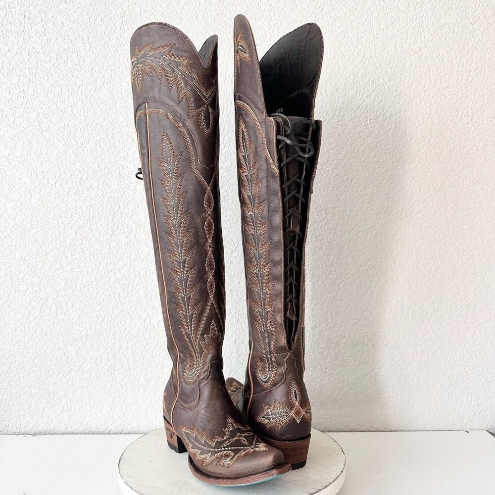 Lane Boots Over The Knee Corset Lexington- Cognac